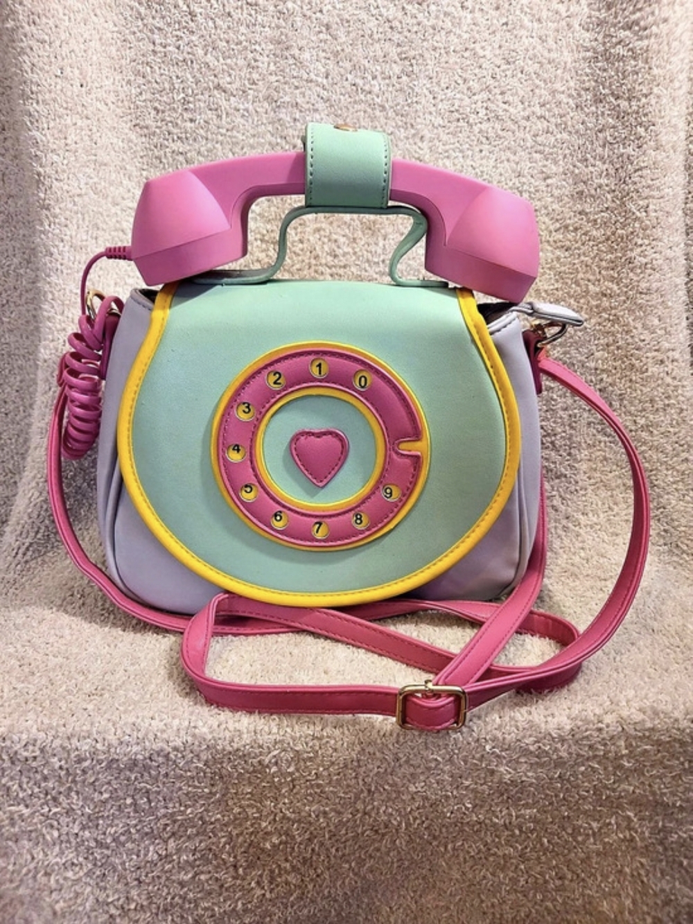 Phone Convertible Handbag Pink & Green